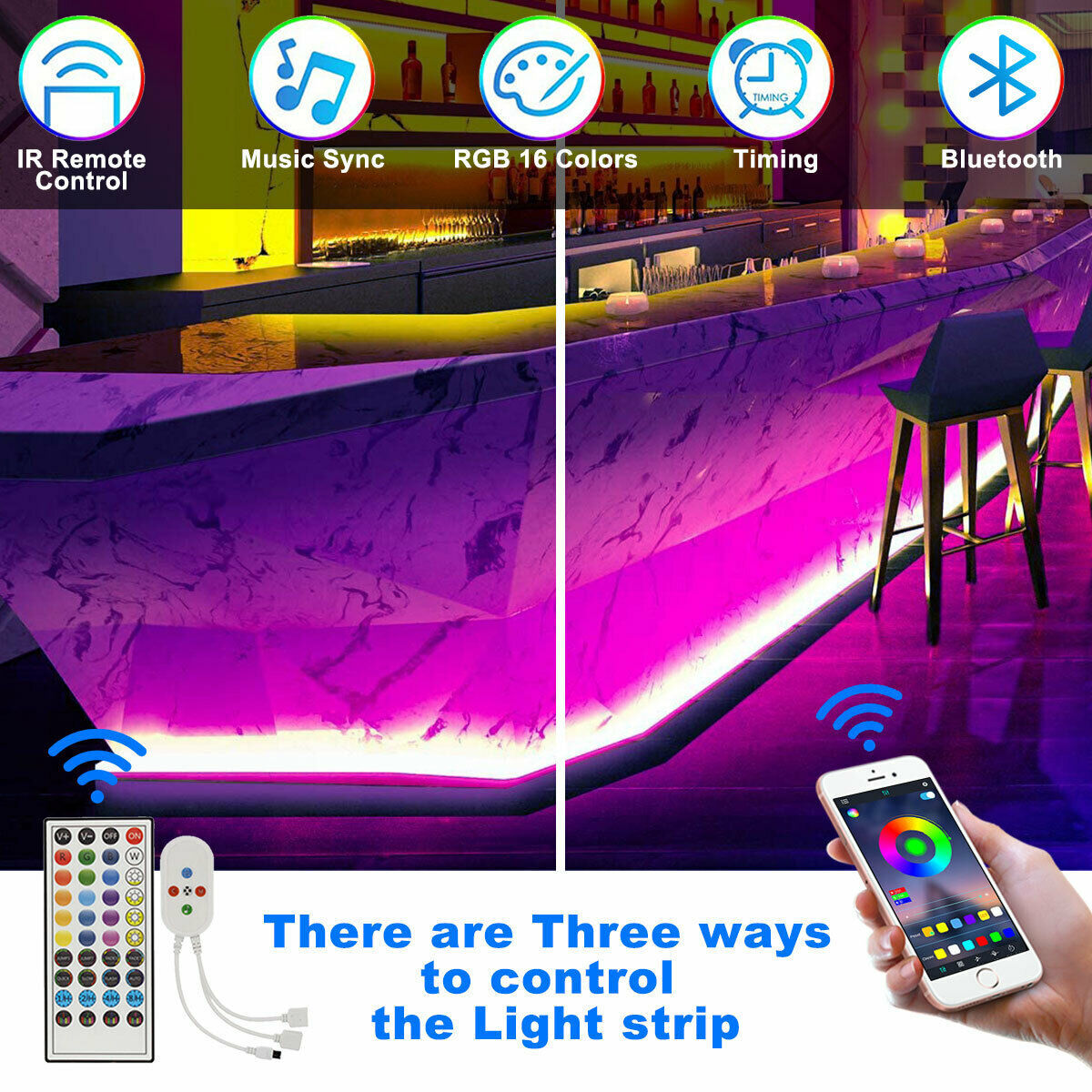 Led Strip Lights 5050 RGB Bluetooth with Remote