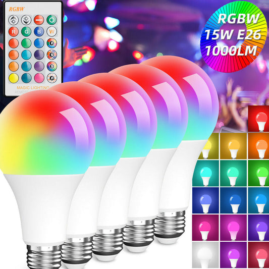 WIFI LED Light Bulb 15W RGB Smart Wireless Remote Dimmable Lamp